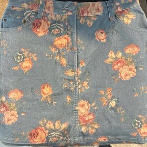 LoveShackFancy Blue Floral Mini Skirt
